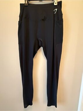 Gymshark Black High Waisted Pocket Leggings Women Size Large L Mesh Sides Active